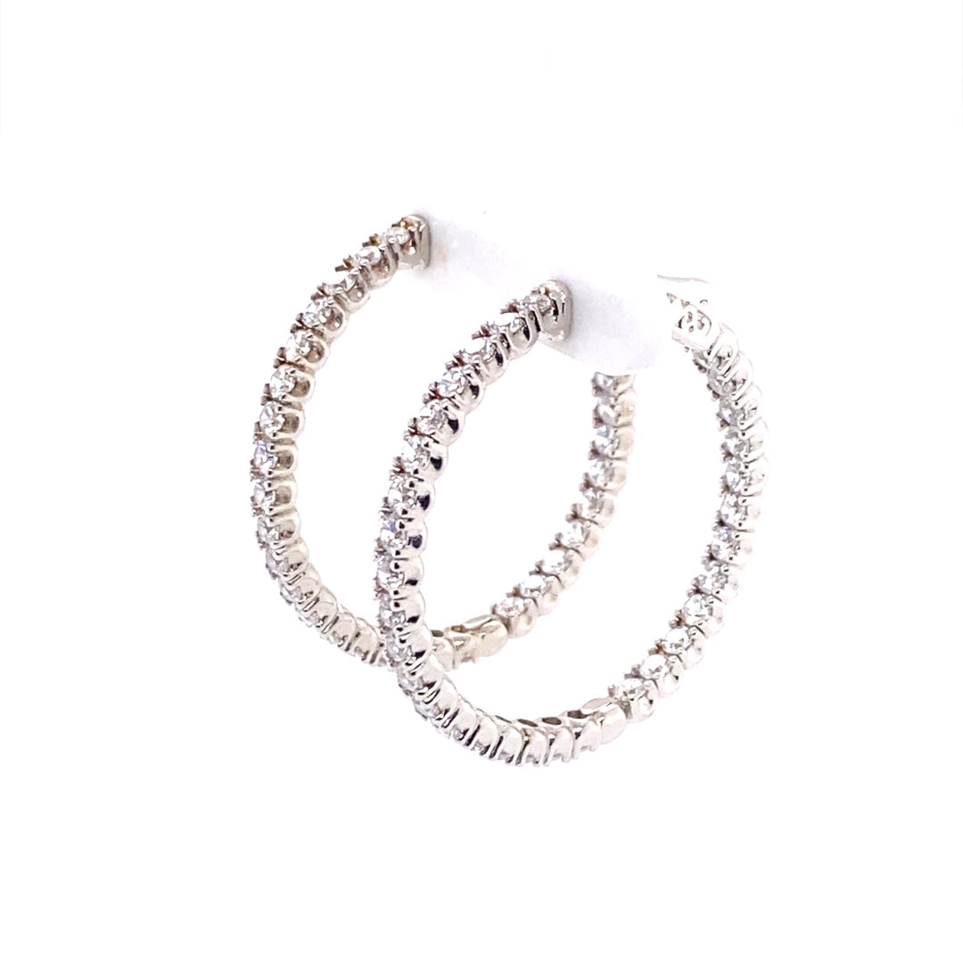 Silver 33 MM Cubic Zirconium Hoop Earrings QE7960