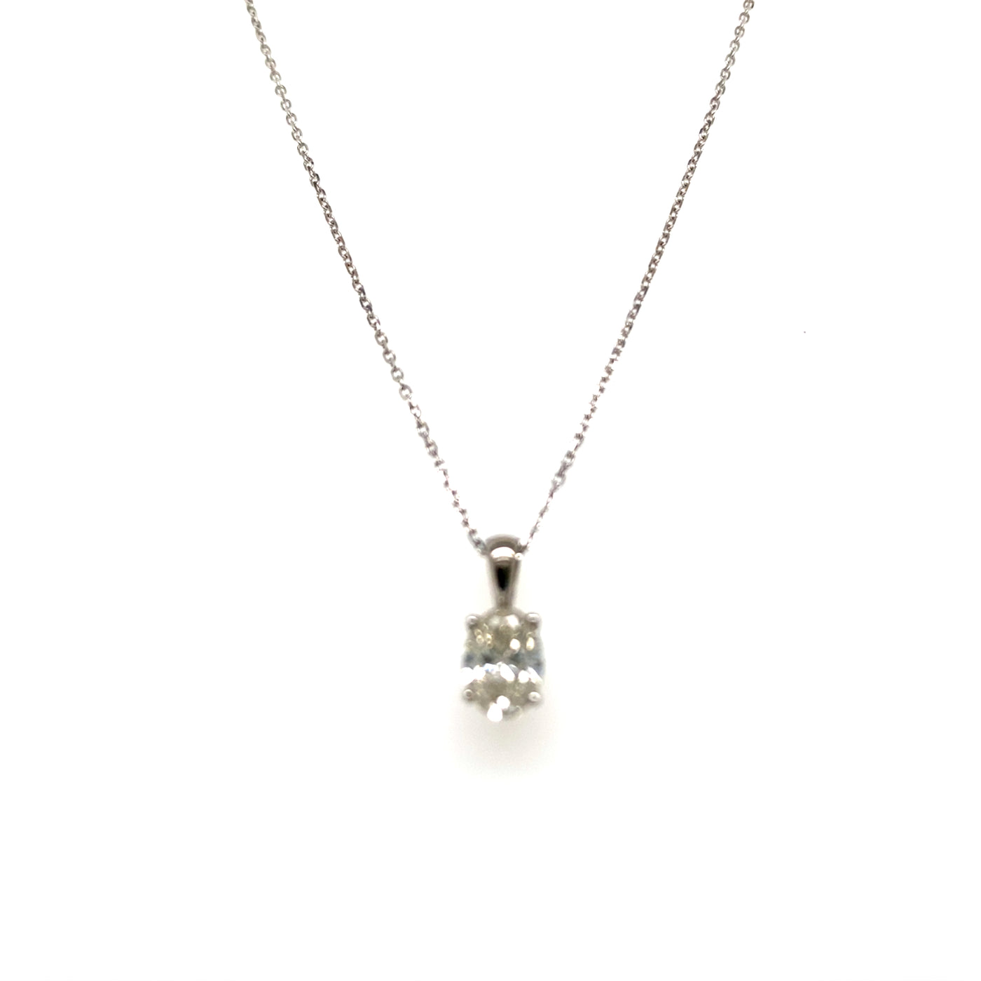 Diamond Solitaire Pendant in White Gold by B&C