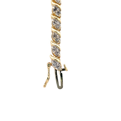 Estate Diamond Fancy Link Bracelet in Yellow Gold