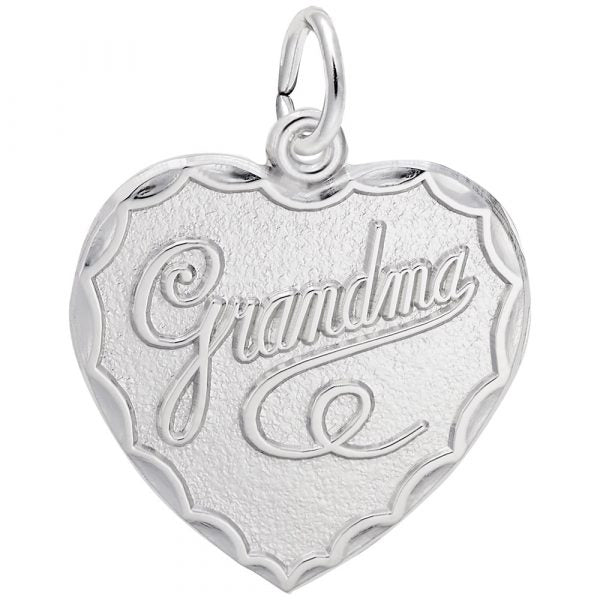 Grandma Heart Charm in Silver