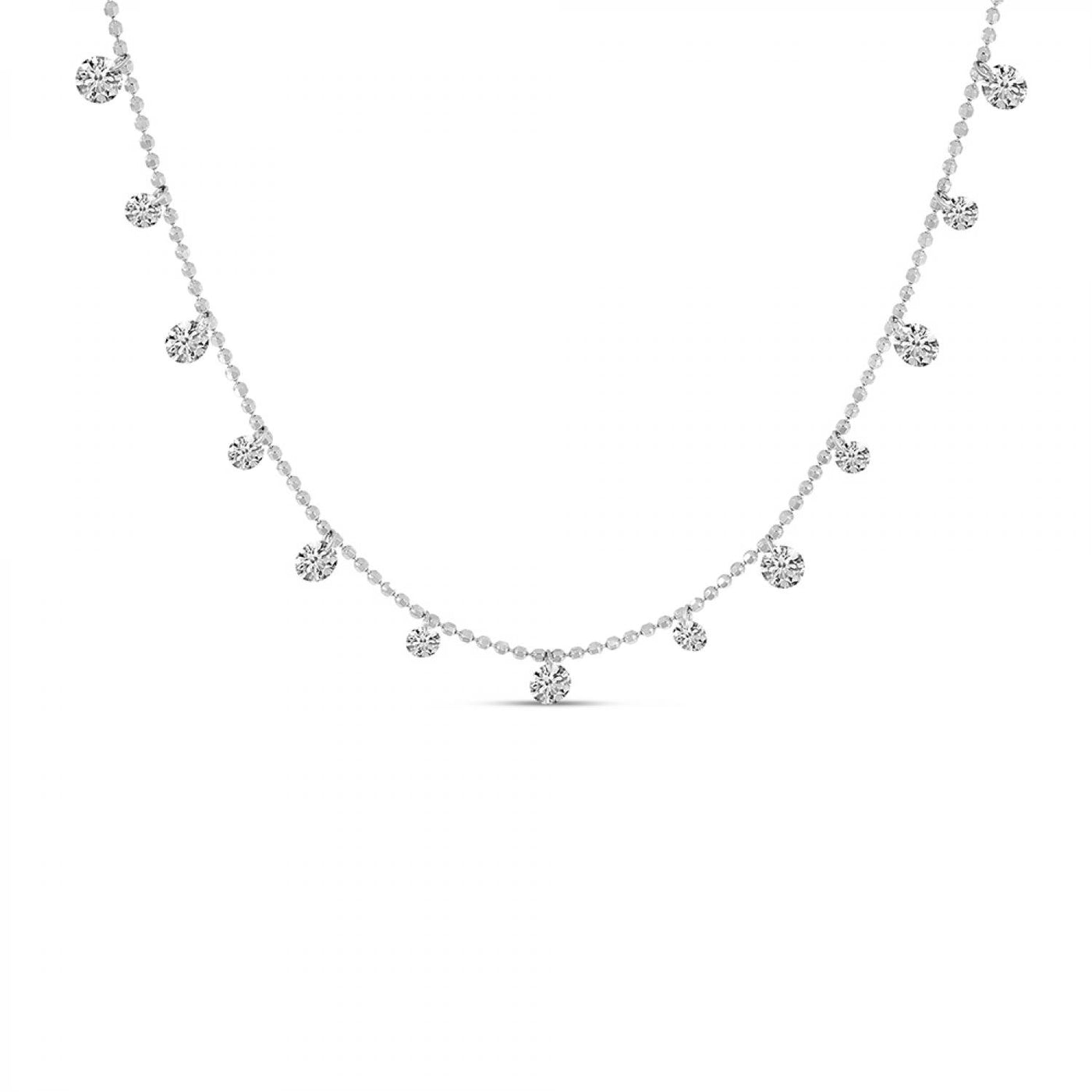 White Gold Station Diamond Necklace