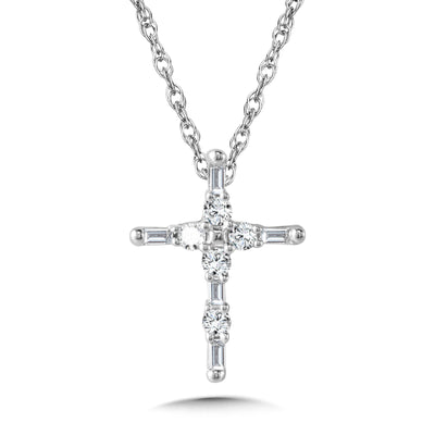 White Gold   .10CTW Diamond Cross Pendant