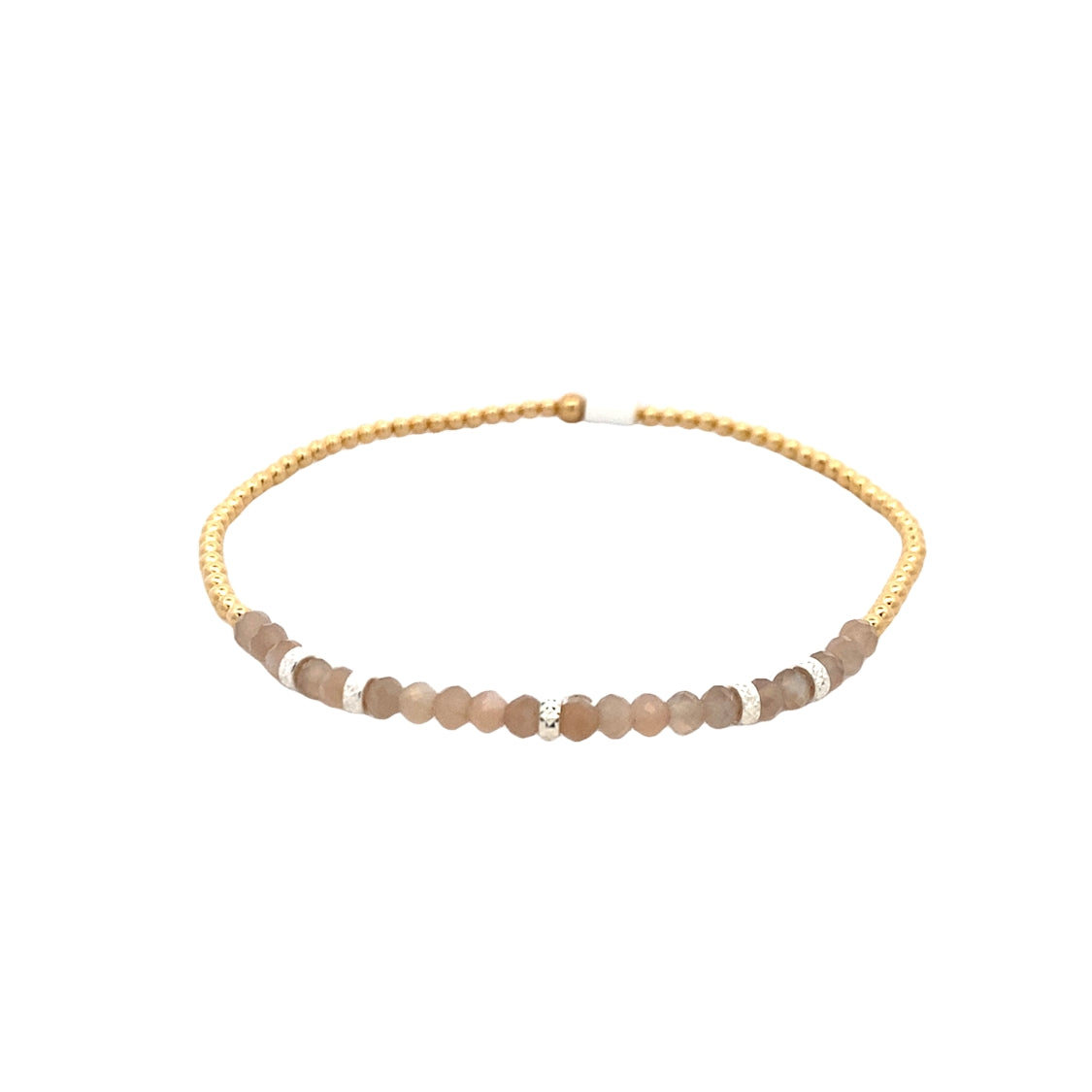 Mauve Moonstone Stretch Beaded Bracelet in Yellow Gold by Karen Lazar