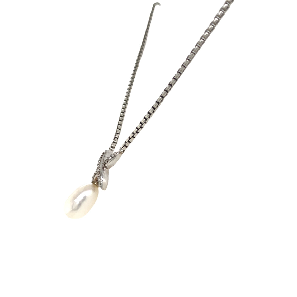 Estate David Yurman FW Pearl and Diamond Necklace in Silver