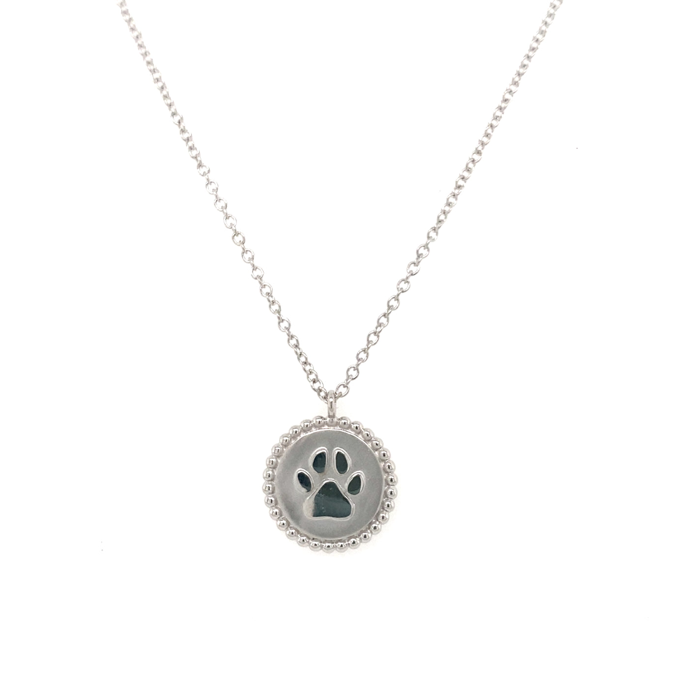 Paw Print Disc Pendant in Silver by Gabriel NY