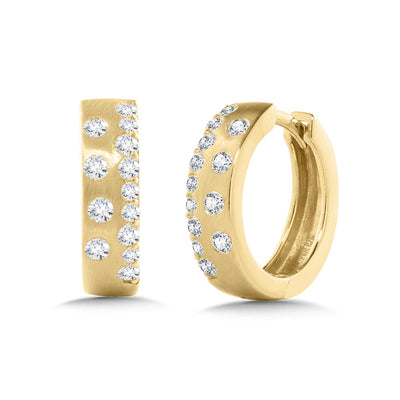 Scattered Diamond Hoops in Yellow Gold