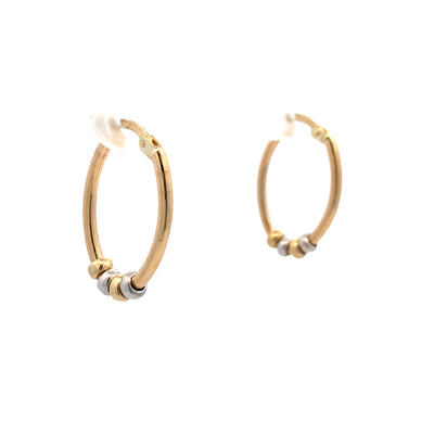 Oval Hoop Earrings in Two-Tone Gold