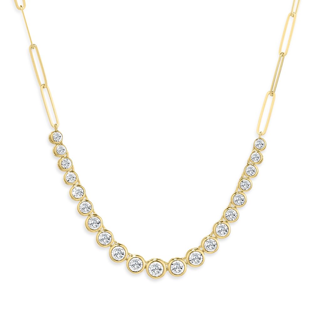 Diamond Fancy Link Necklace in Yellow Gold