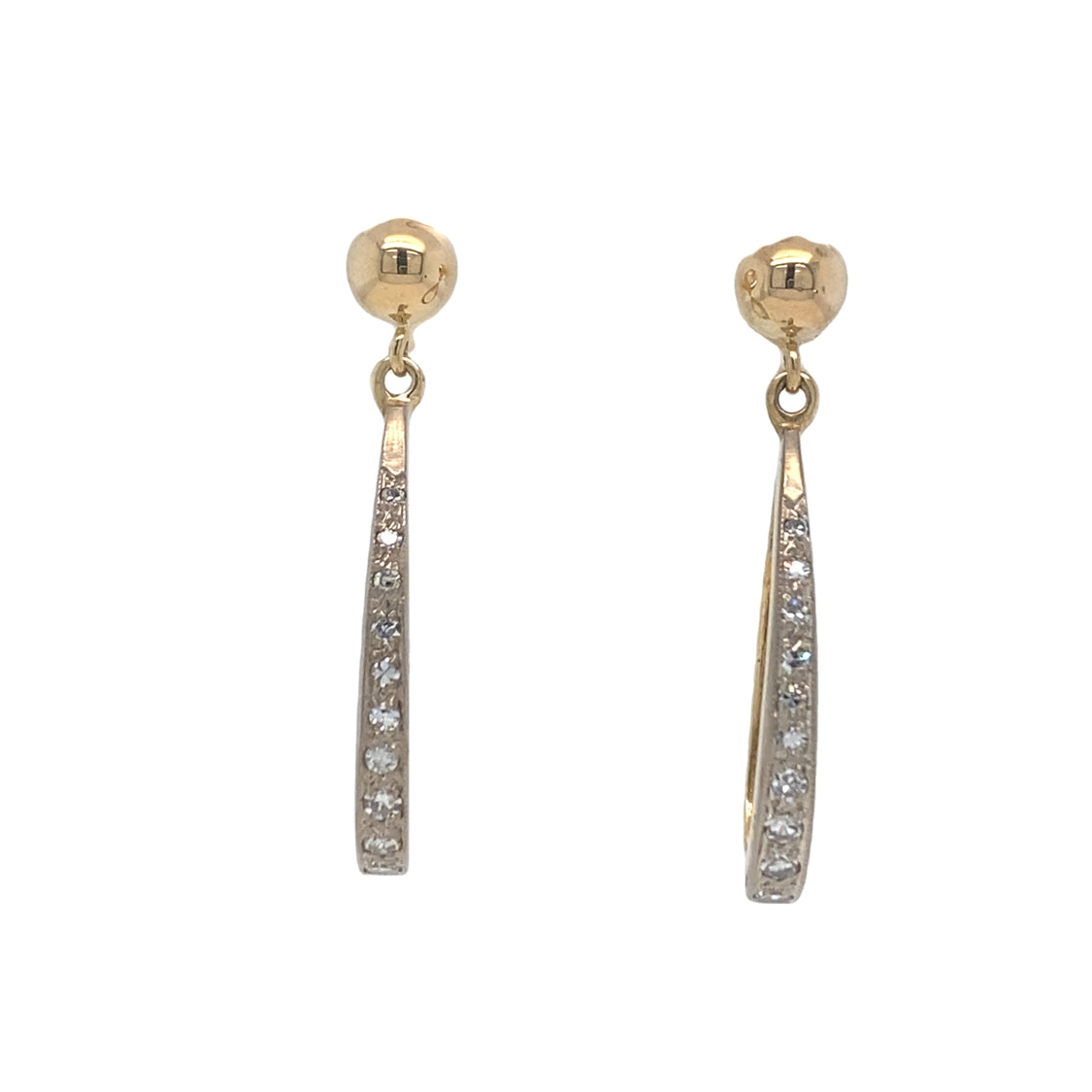 Estate Diamond Drop Studs in Yellow Gold