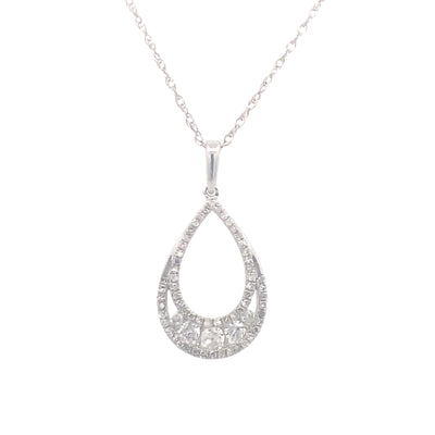 White Gold Drop Style Diamond Pendant