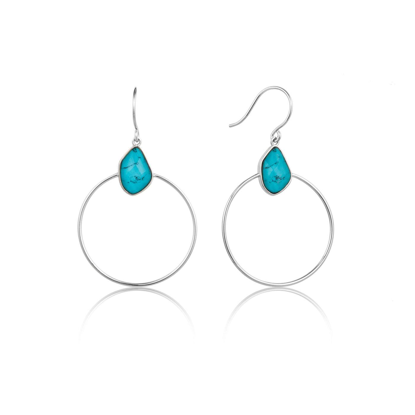 Ania Haie Turquoise Front Hoop Silver Earrings E014-02G E014-02H