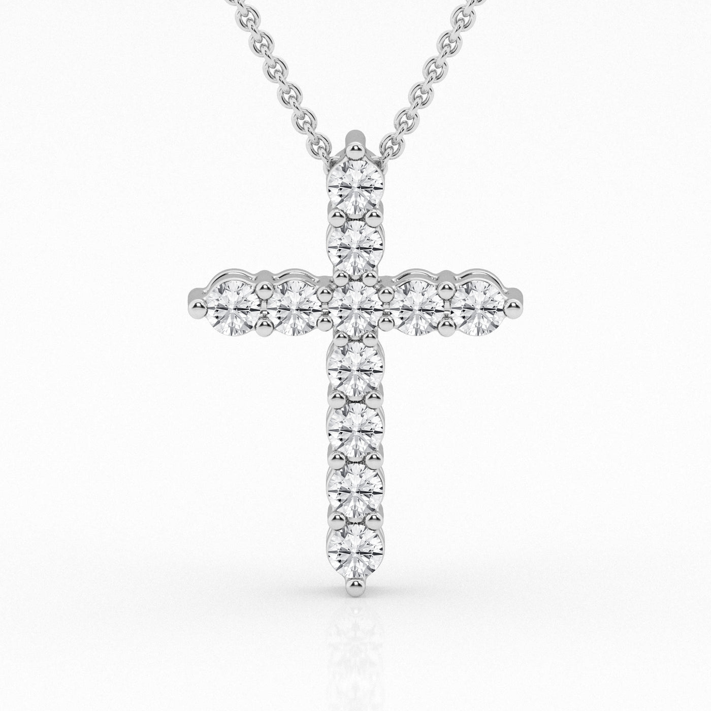 White Gold Lab Grown DIamond Cross Pendant