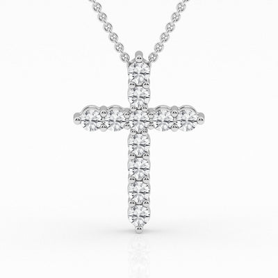 White Gold Lab Grown DIamond Cross Pendant