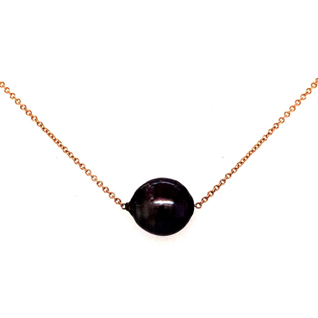 Baroque Tahitian Solitaire Pearl Pendant in Rose Gold