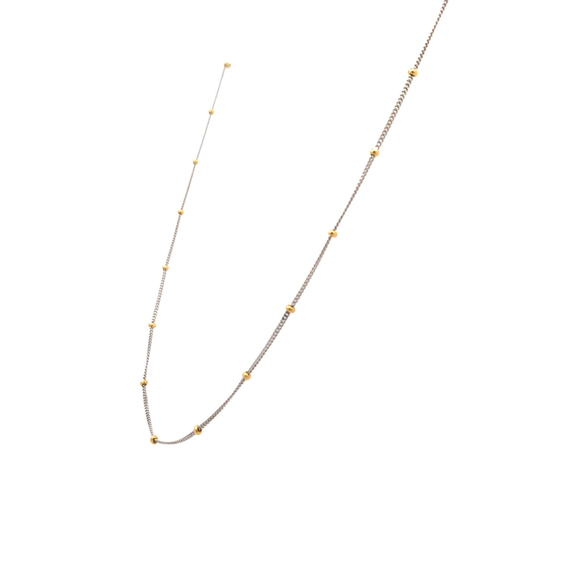 Bead Station Necklace in Two-Tone Gold