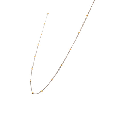 Bead Station Necklace in Two-Tone Gold