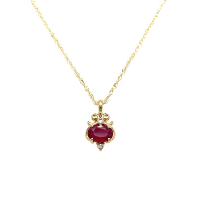 Ruby and Diamond Pendant in Yellow Gold by B&C