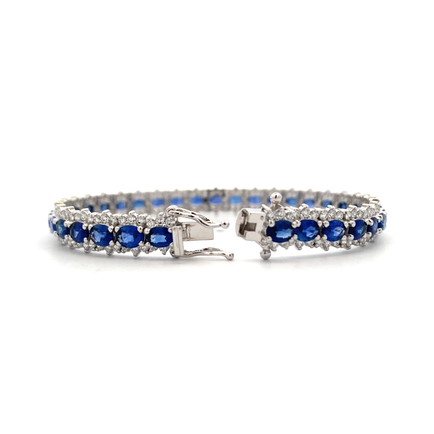 Sapphire & Diamond Tennis Bracelet in White Gold by Simon G