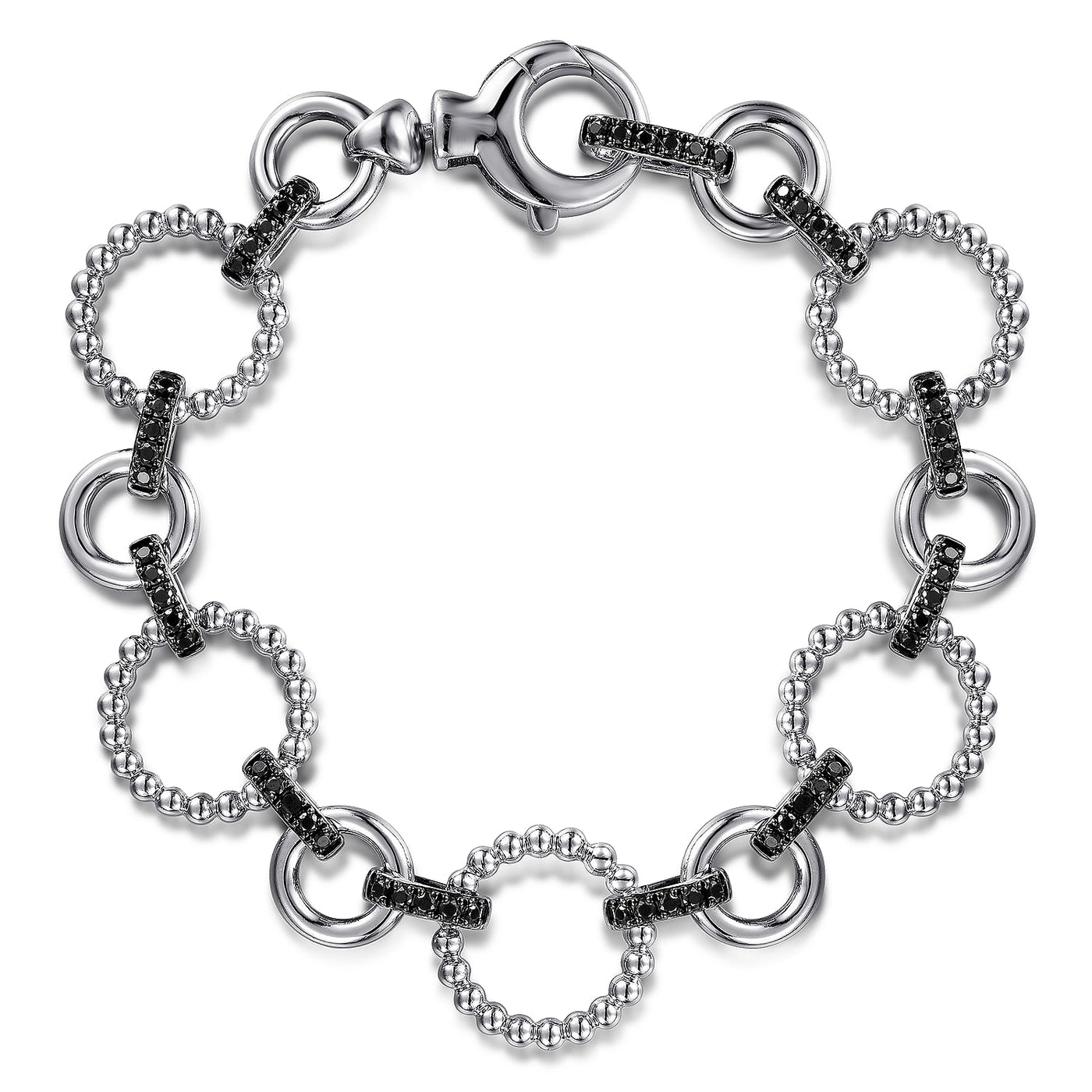 Gabriel & Co. Silver Black Spinel Bujukan Link Bracelet