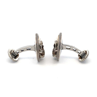 Brian's Vault Stainless Steel Skul Cuff Links Black Diamonds  CL5-6