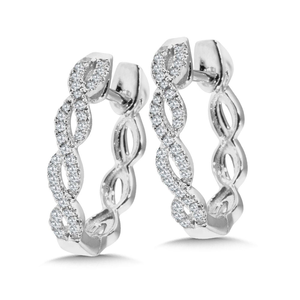 White Gold Diamond Crossover Earrings