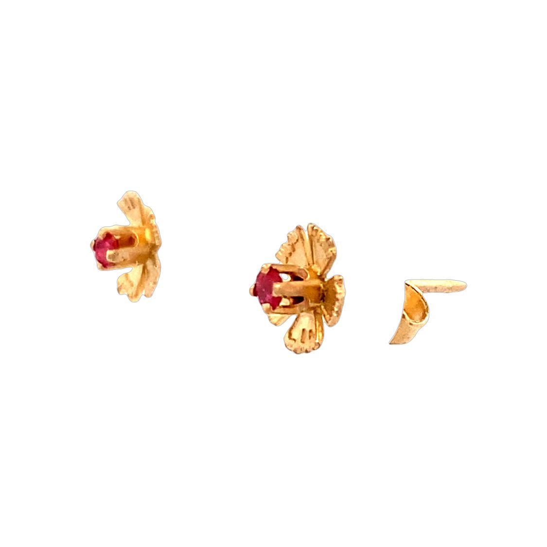 BCJ Estate Jewelry Yellow Gold Ruby Floral Earrings