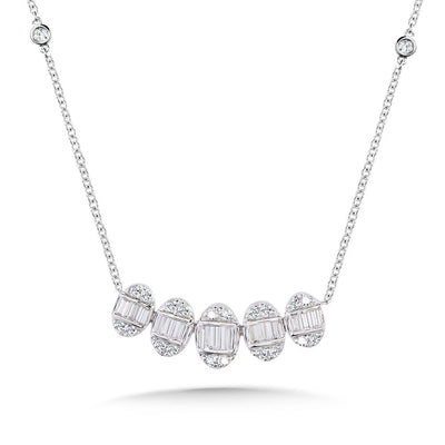 White Gold Diamond Station Necklace