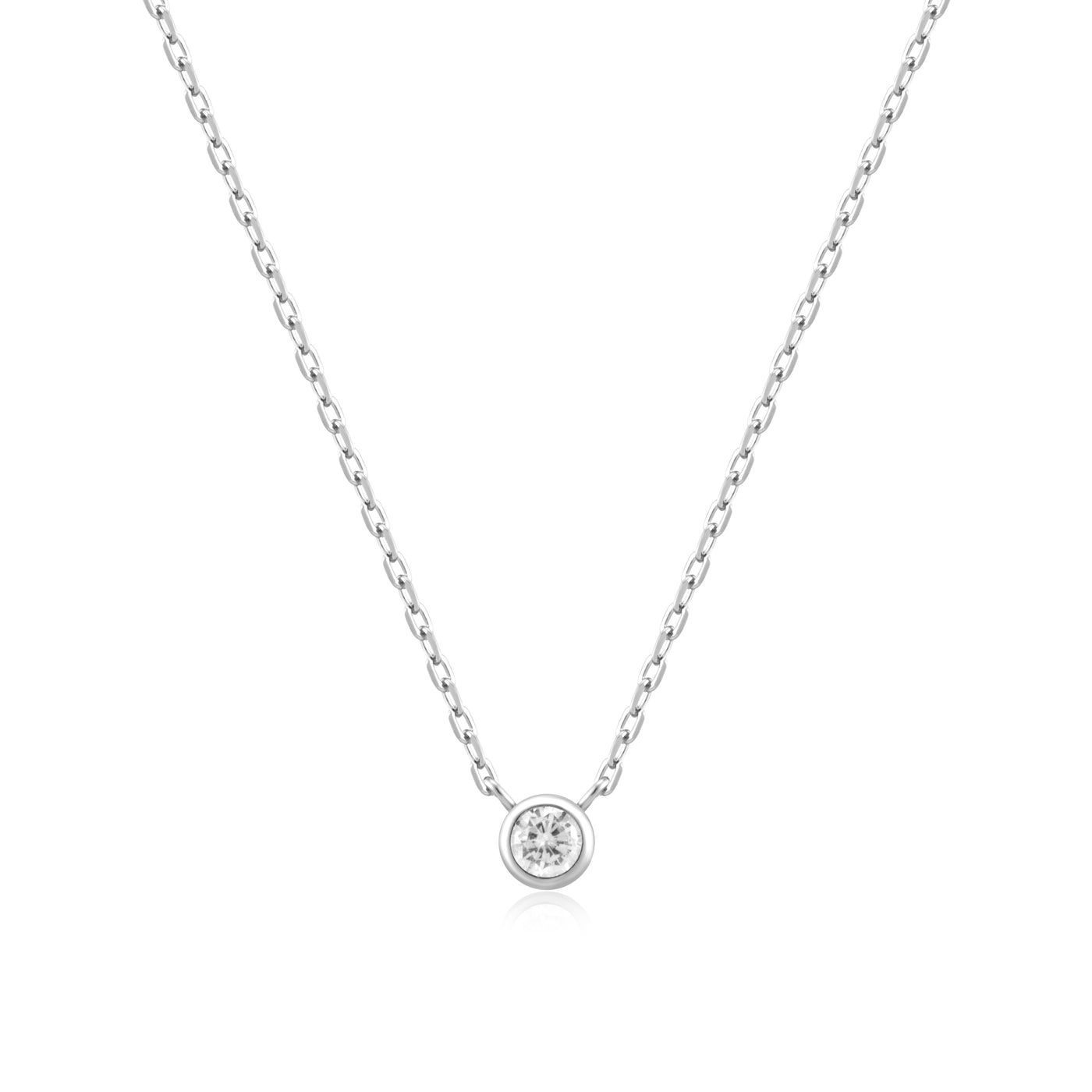 CZ Solitaire Necklace in Silver by Ania Haie