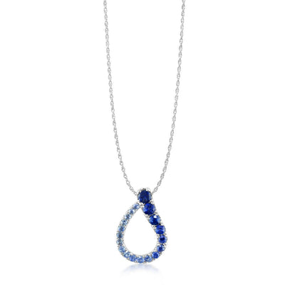 Graduating Blue Spaphire Pendant in White Gold by Parle