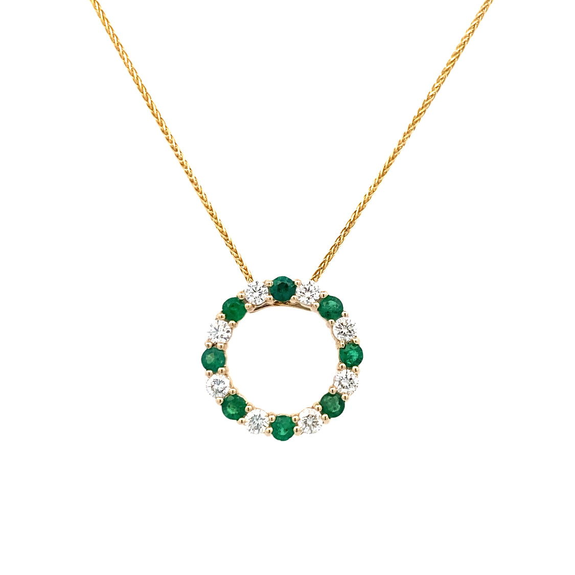 Emerald and Diamond Pendant in Yellow Gold