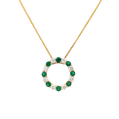 Emerald and Diamond Pendant in Yellow Gold