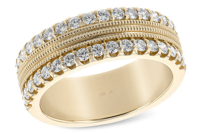 Wide Contemporary Diamond Ring in Yellow Gold by Allison Kaufman Co.