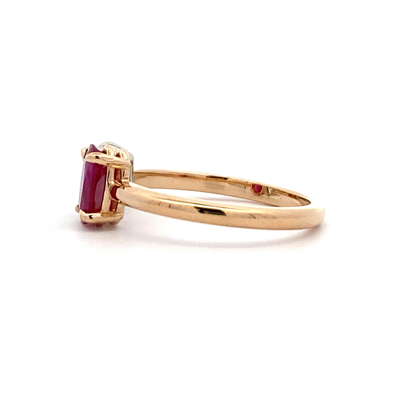 Beeghly & Co. Yellow Gold Ruby and Radiant Diamond Toi et Moi Style Ring