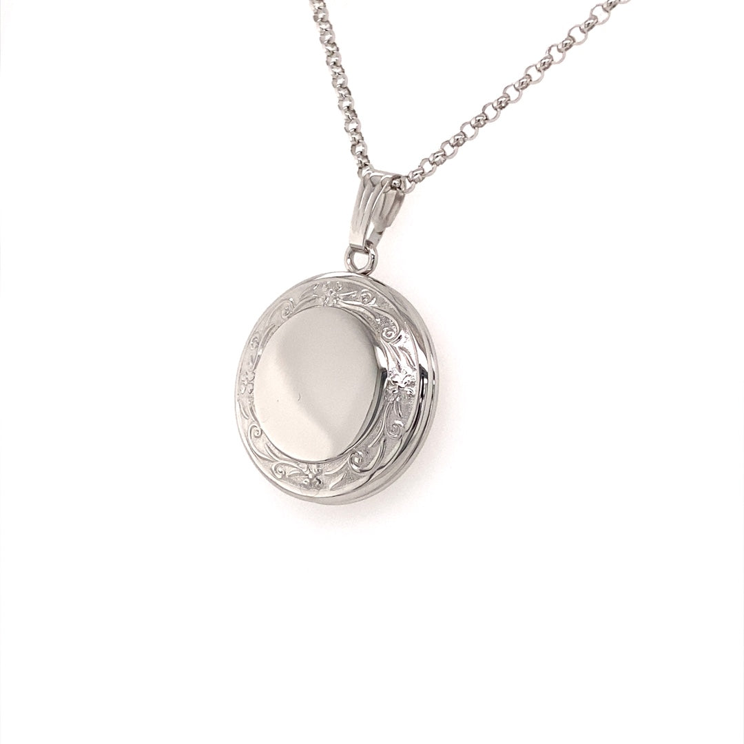 Round Locket Pendant in Silver