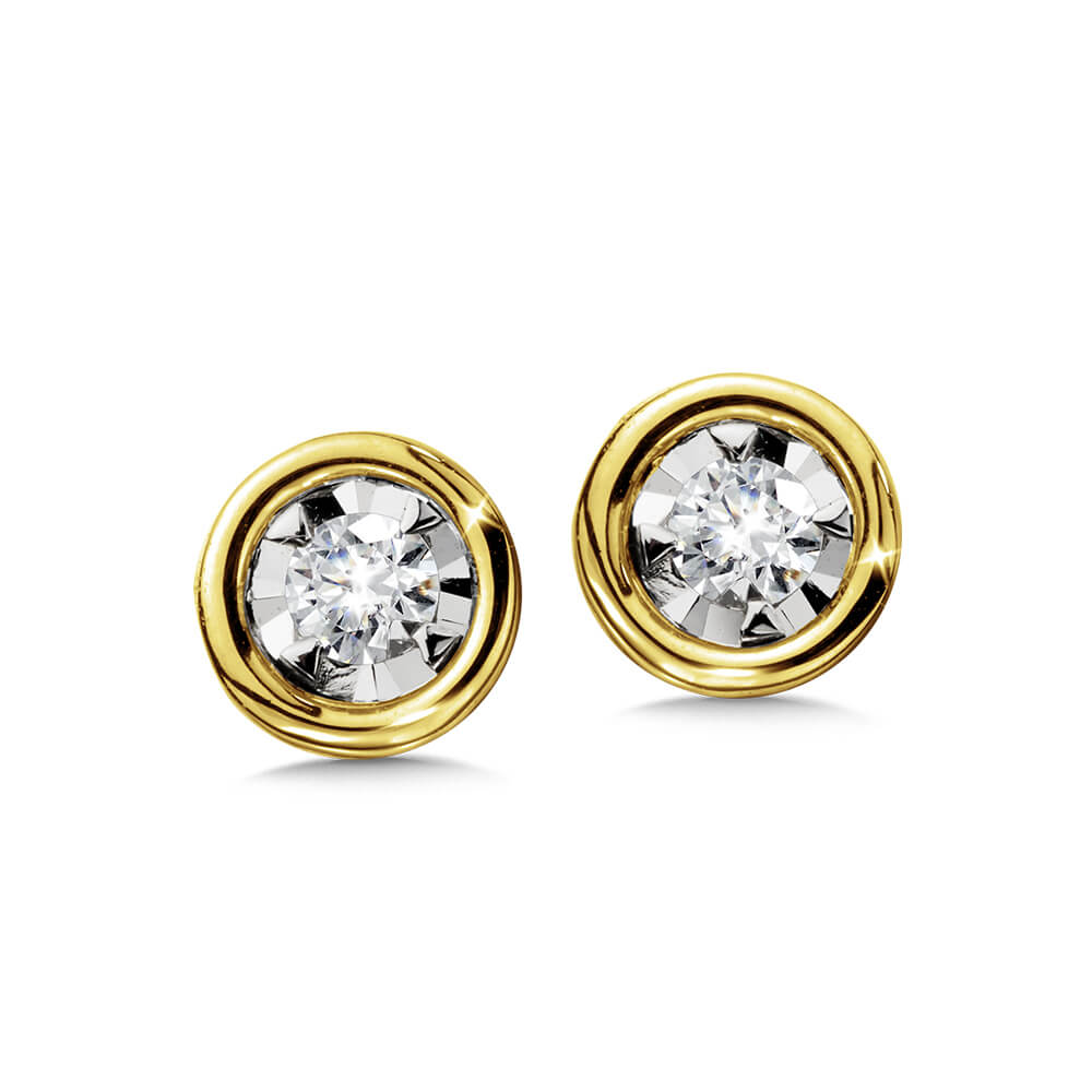 Yellow Gold Stud Earrings Diamond Earrings EDM010-Y