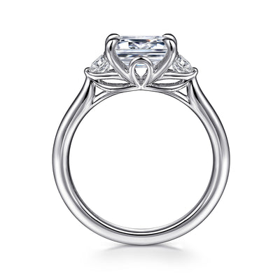 Emerald Cut Diamond Three Stone Engagement Ring in White Gold by Gabriel NY