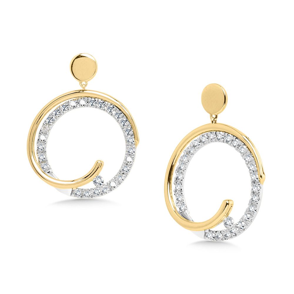 Diamond Circle Earrings in Two-Tone Gold