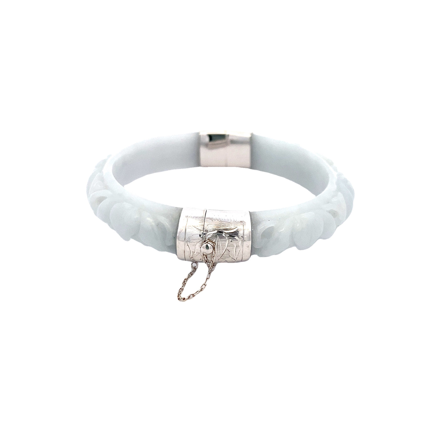 BCJ Estate Jewelry White Gold Jade Bangle