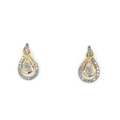 Diamond Drop Earrings in Two-Tone Gold