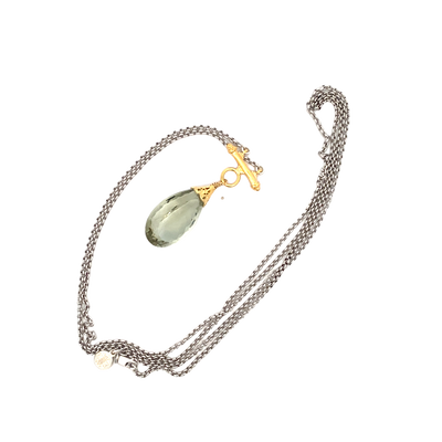 Anatoli Jewelry, Inc. Two-Tone Green Amethyst Drop Necklace