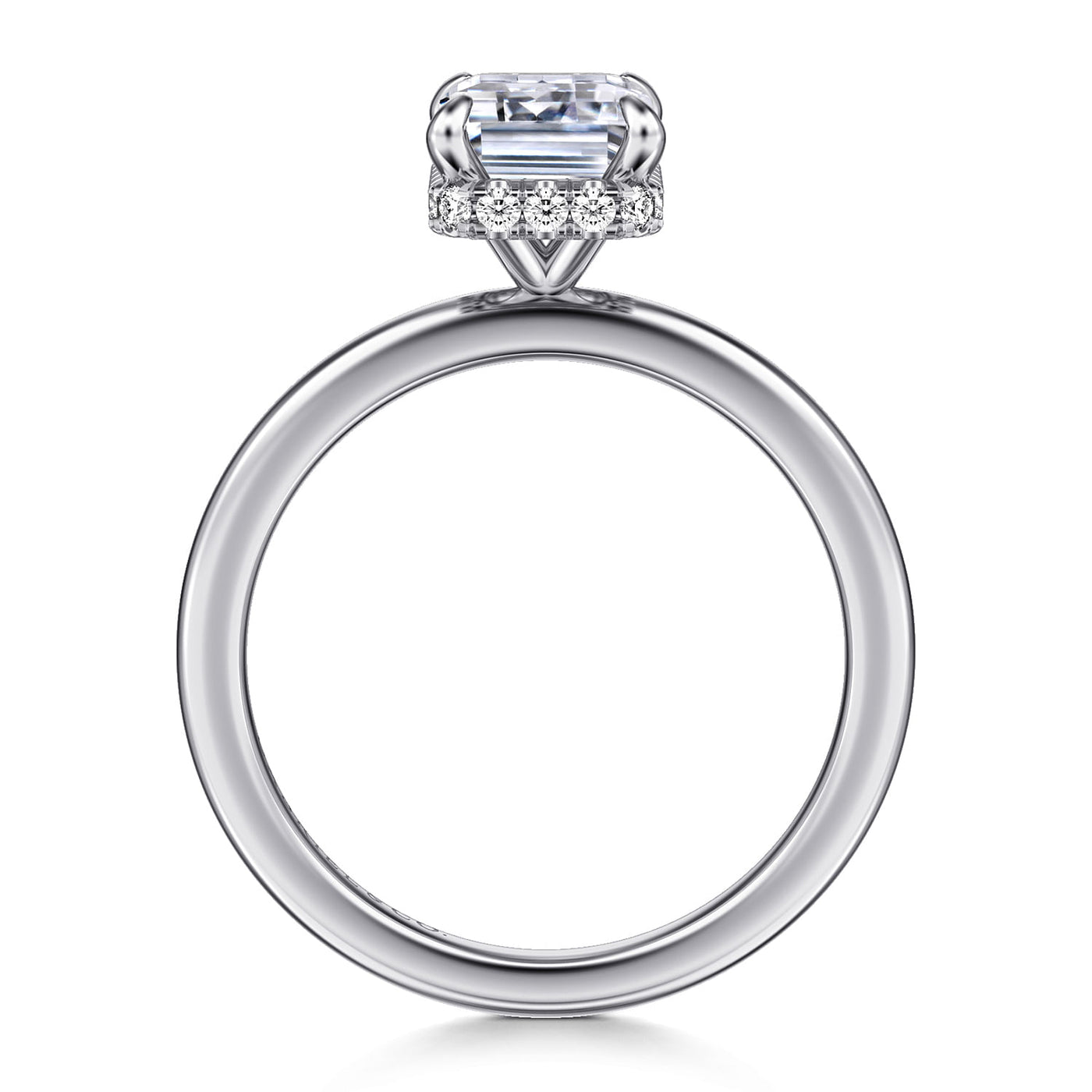 Emerald Cut Diamond Halo Engagement Ring in White Gold by Gabriel NY