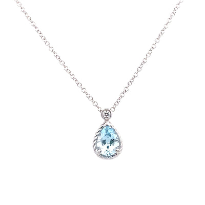 Aquamarine and Diamond Pendant in White Gold by Gabriel & Co.