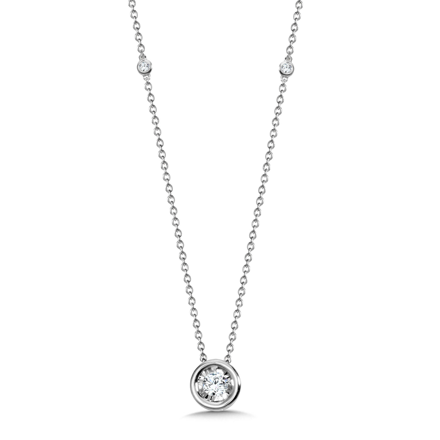 Diamond Solitaire Pendant in White Gold