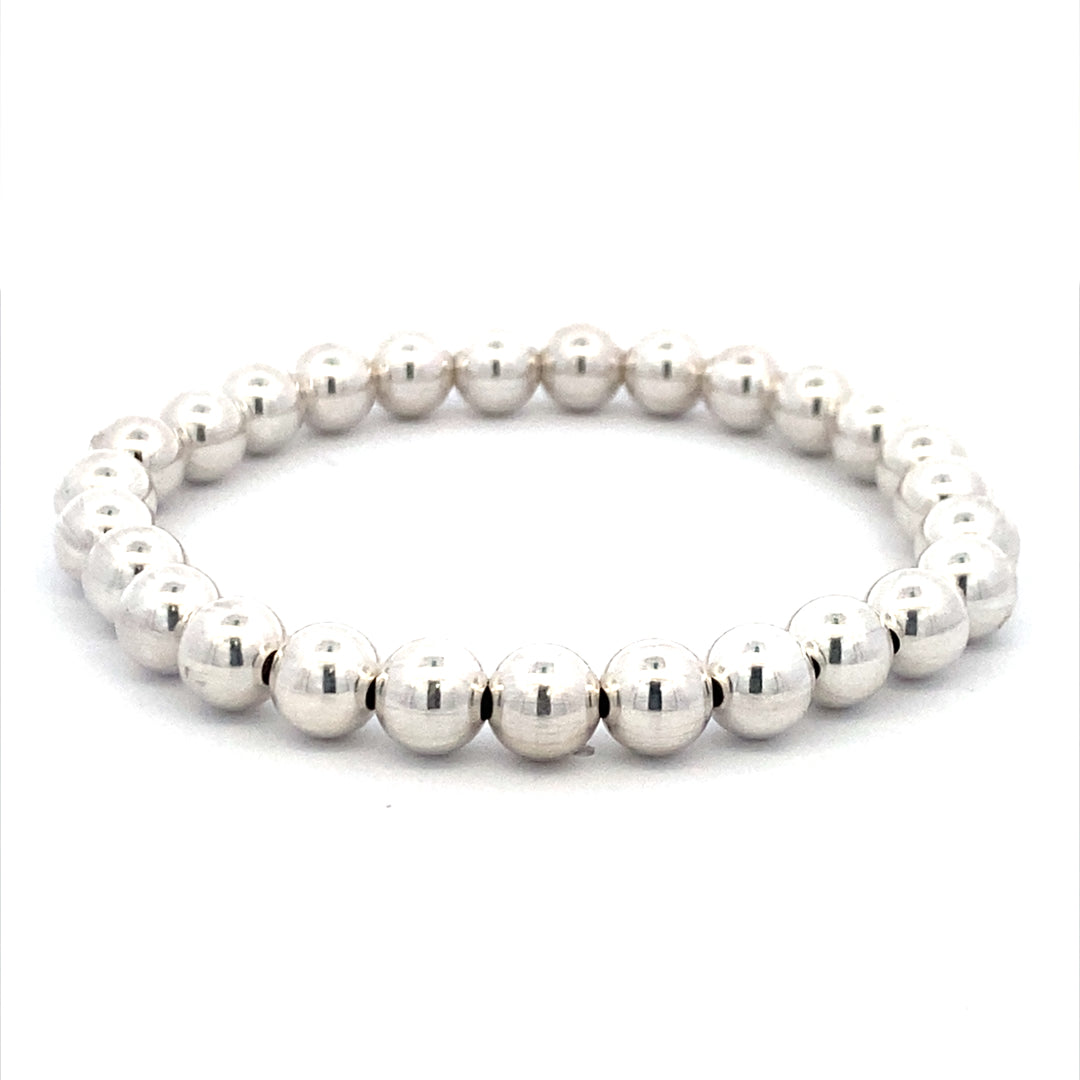 7mm Plain Expandable Bead Bracelet in Silver by Karen Lazar