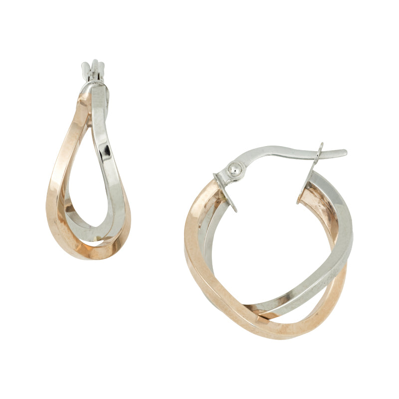 Double Hoop Earrings in Two-Tone Gold