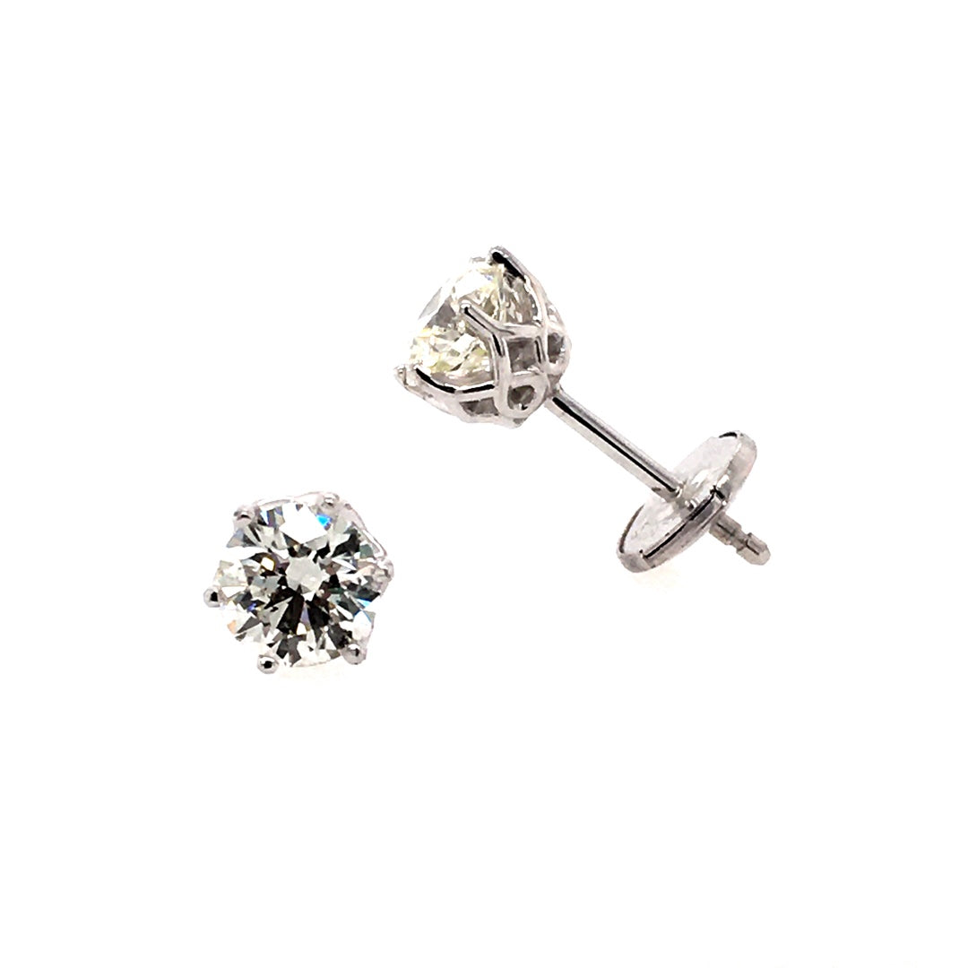 1.0 CTW Diamond Stud Earrings in White Gold  "Best Collection" by B&C