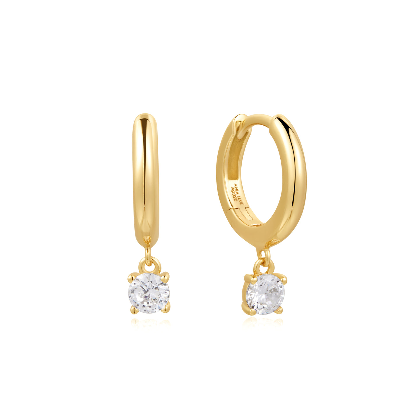 CZ Sparkle Drop Huggie Earrings in Yellow Gold by Ania Haie