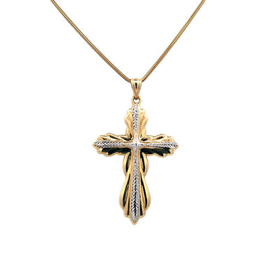 Estate 22" Serenity Prayer Cross Pendant in Two-Tone Gold