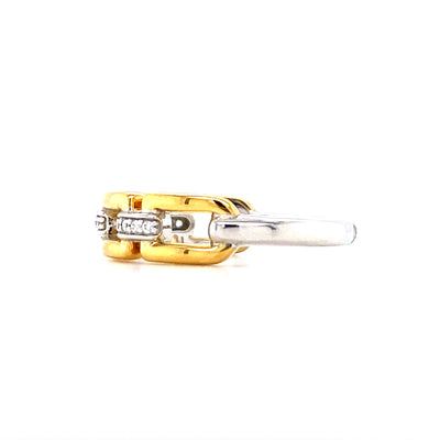 CZ Link Style Ring in Two-Tone Gold by Ti Sento Milano