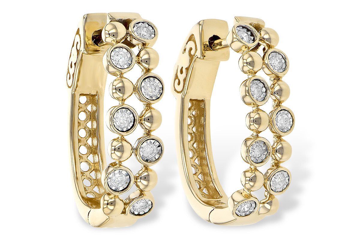 Double Row Diamond Hoops in Yellow Gold by Allison Kaufman